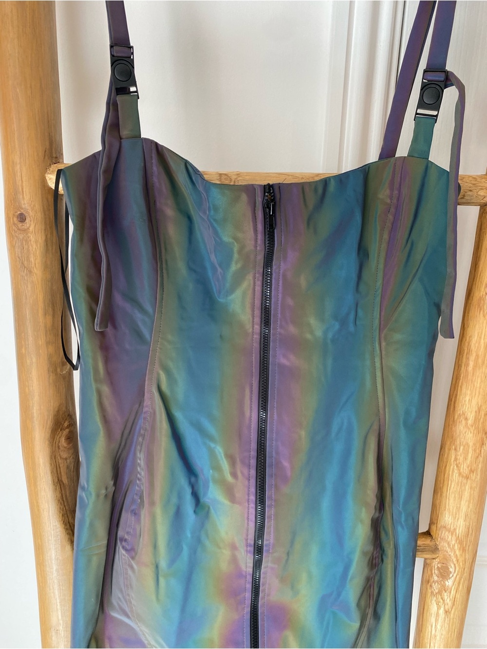 Fashion Nova Zip It and Clip It Reflective Mini Dress Multi Color Size M Sexy - Picture 5 of 9